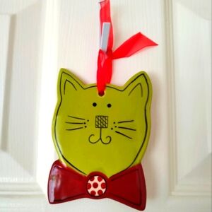 M. Bagwell Ceramic Cat Ornament Christmas Tree Holiday Bowtie